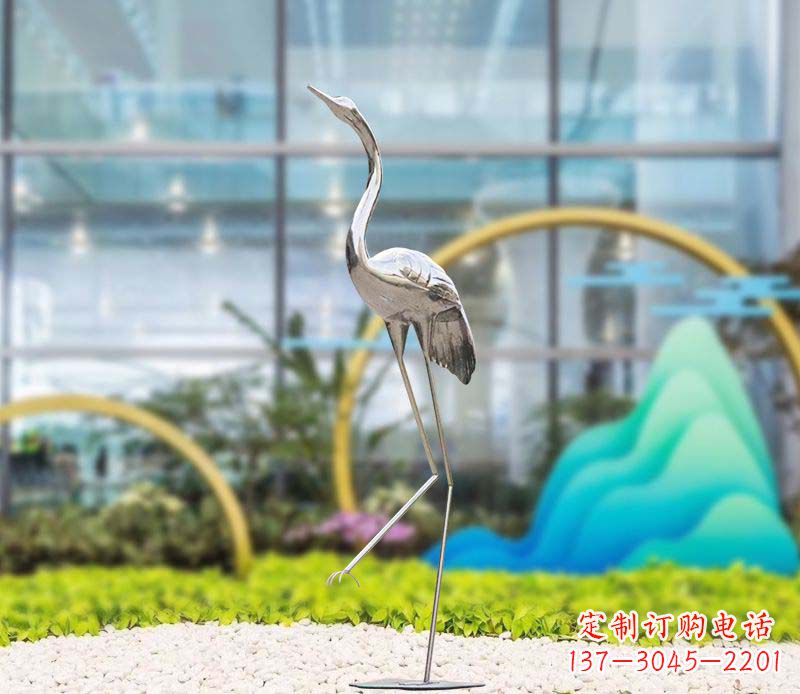 成都不锈钢仙鹤雕塑传承中国古典文化