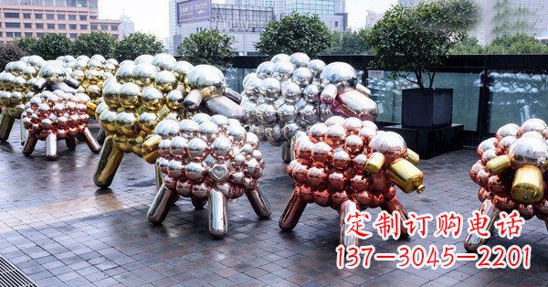 成都不锈钢抽象小羊肖恩动物广场雕塑