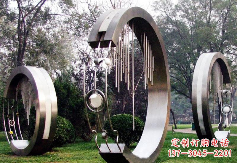 成都不锈钢圆环雕塑——聆听之美
