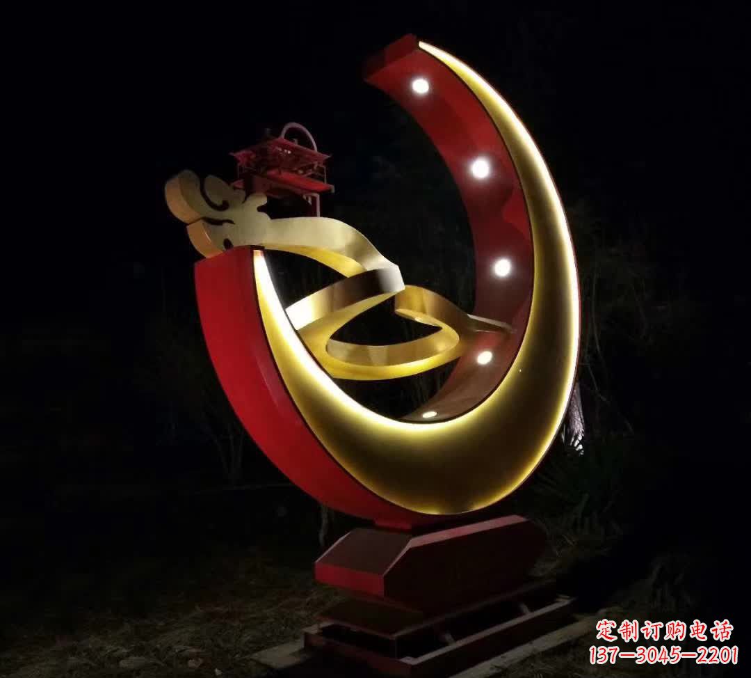 成都不锈钢月亮雕塑静谧中的经典之美