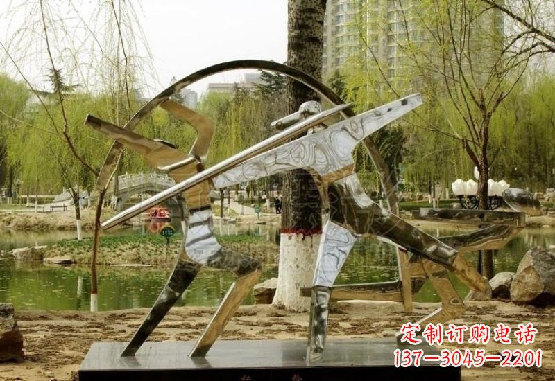 成都不锈钢抽象运动员雕塑