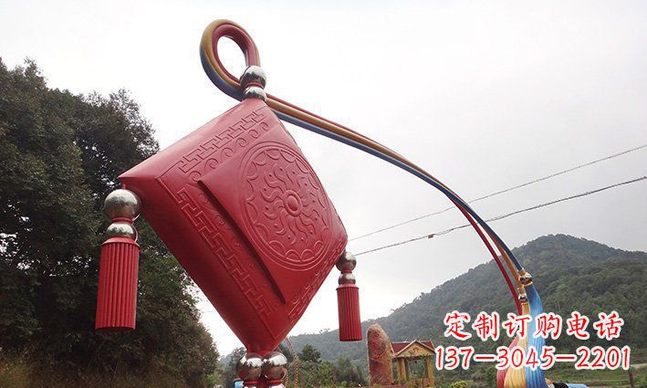 成都不锈钢抽象中国结拱门雕塑