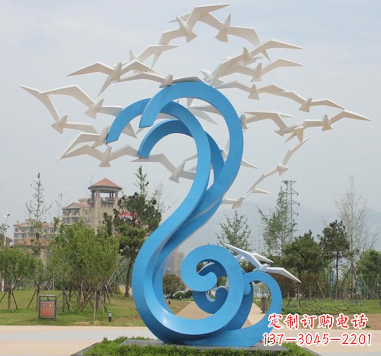 成都新题目精美不锈钢大雁雕塑