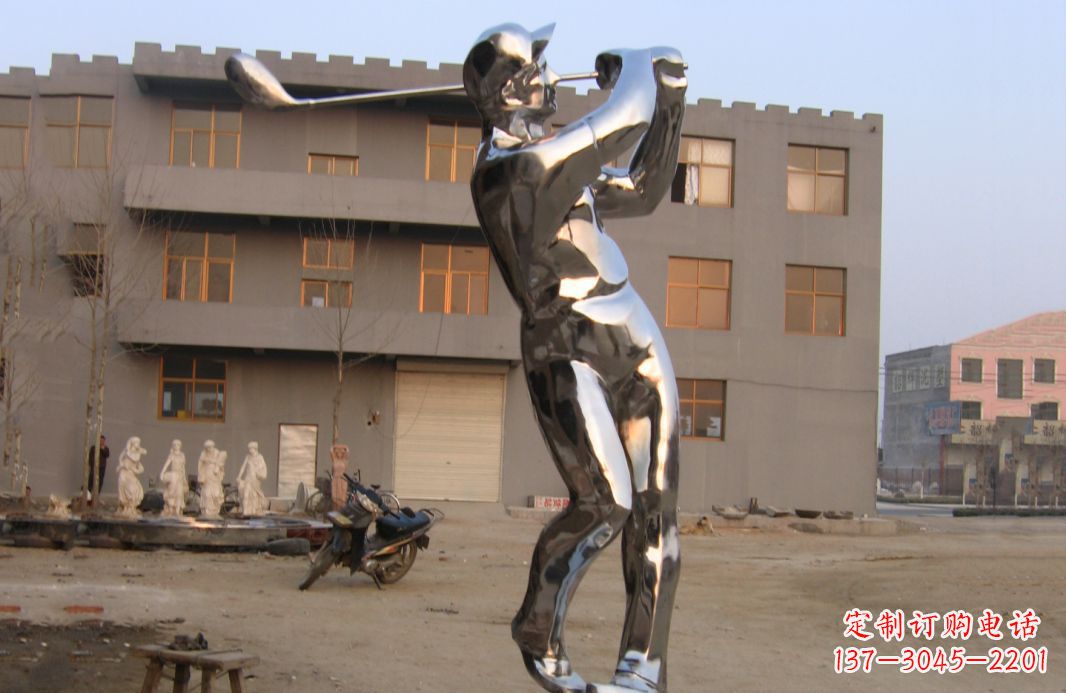 成都不锈钢打造高尔夫球雕塑