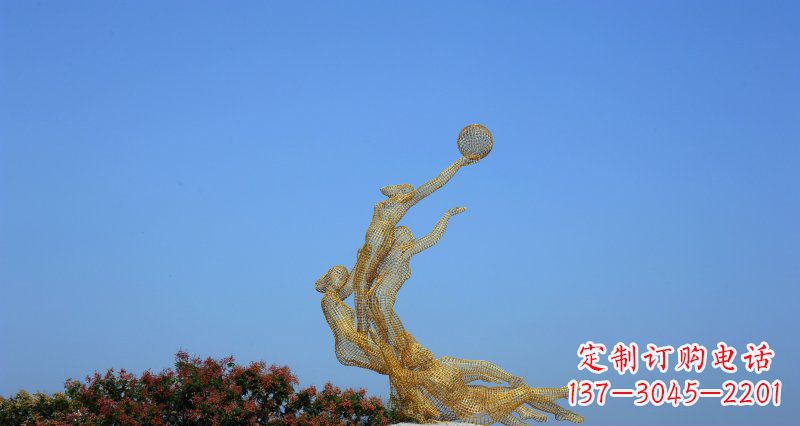 成都不锈钢打篮球的女孩公园景观雕塑