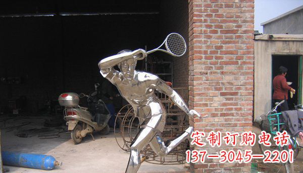 成都不锈钢打羽毛球雕塑 (2)