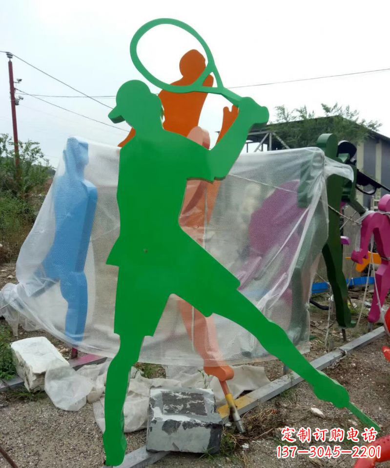成都不锈钢打羽毛球抽象人物雕塑