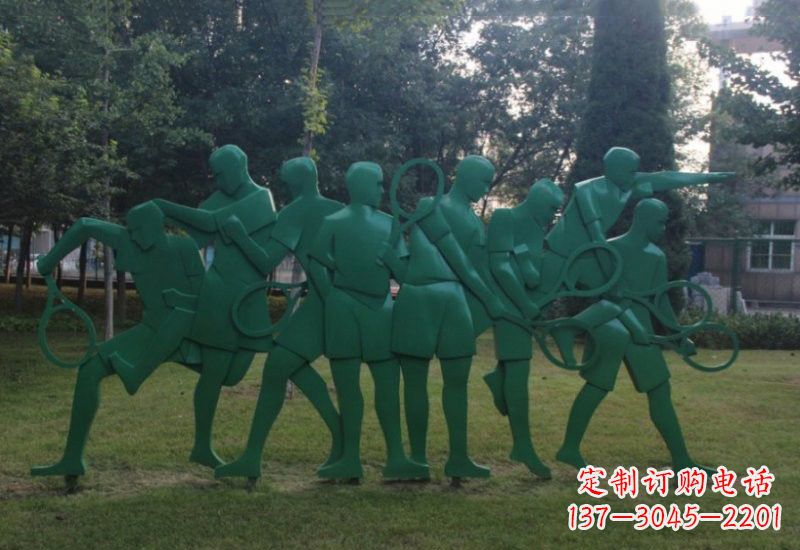 成都不锈钢羽毛球人物雕塑精美绝伦