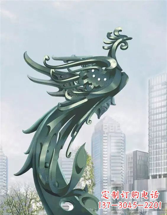 成都不锈钢大型凤凰雕塑美丽而神秘