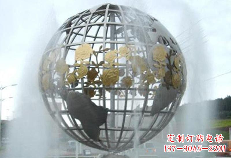 成都不锈钢地球仪雕塑象征着地球家园