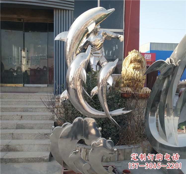 成都不锈钢海豚雕塑——精美外观,传递环保理念