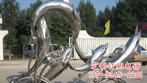 成都不锈钢海豚雕塑精美雕刻展现海洋之美