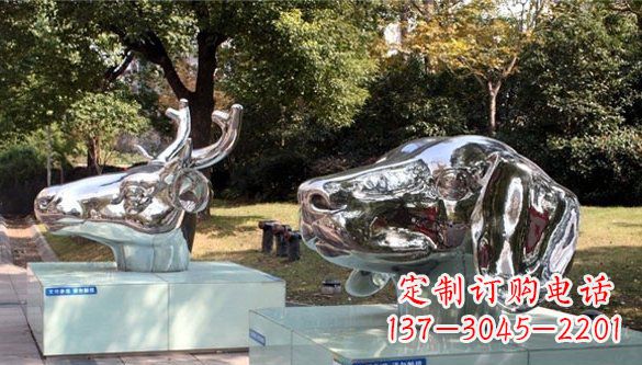 成都动物十二生肖头像不锈钢雕塑