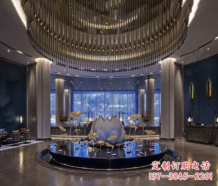 成都不锈钢锻造荷花雕塑精美无比