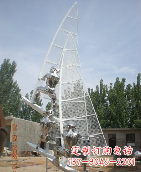 成都海上航行不锈钢帆船雕塑