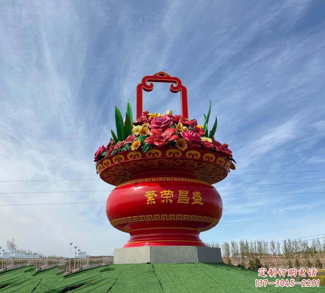 成都不锈钢花篮雕塑象征繁荣昌盛