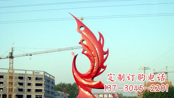 成都凤凰城市的不锈钢雕塑
