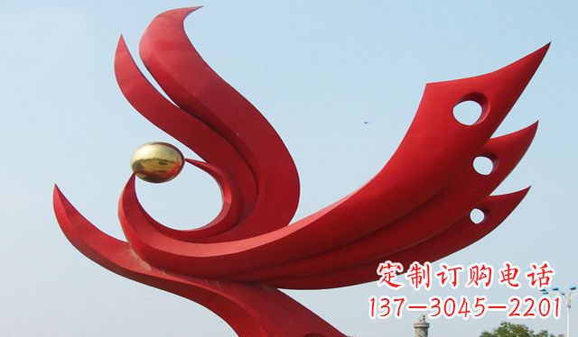 成都不锈钢凤凰雕塑象征着美丽与智慧