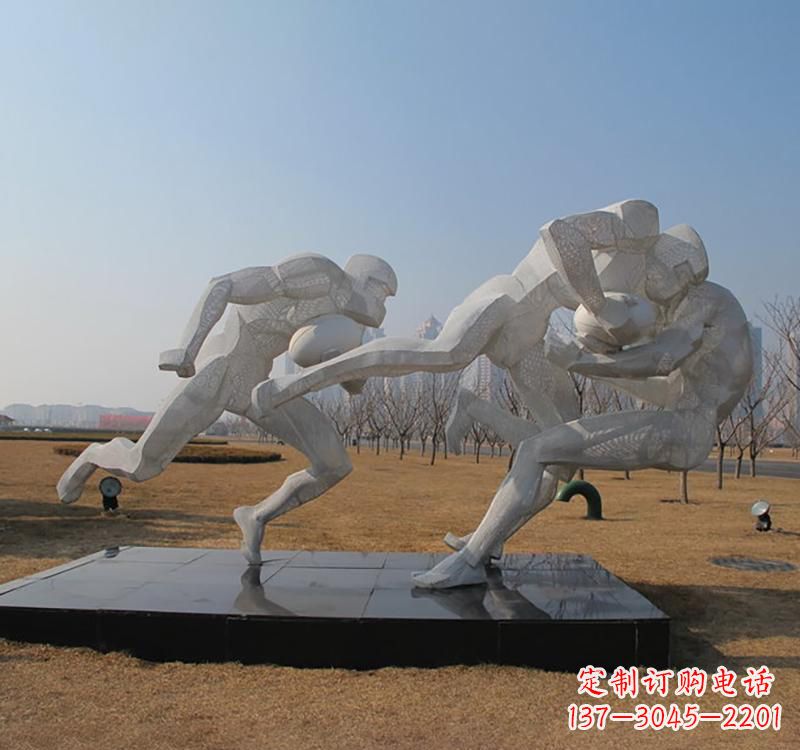 成都不锈钢橄榄球雕塑传承精神的象征
