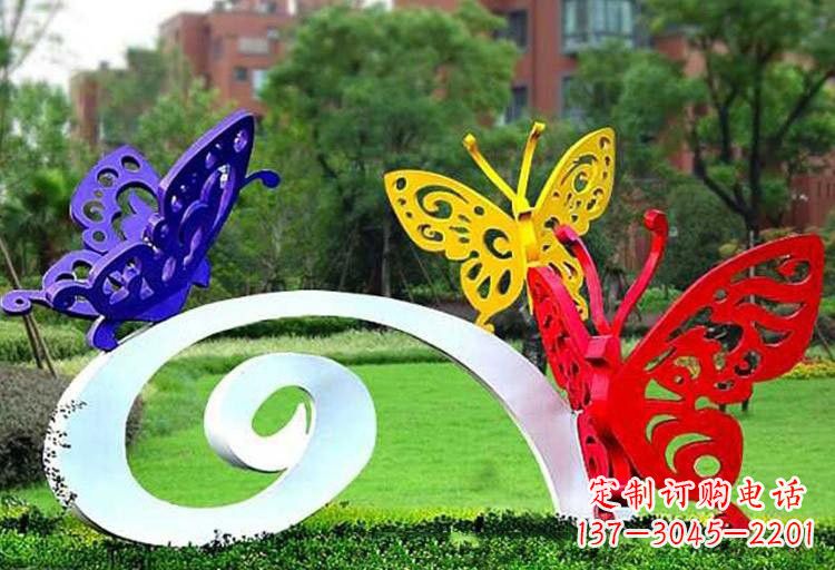 成都彩色蝴蝶雕塑,点亮不锈钢公园
