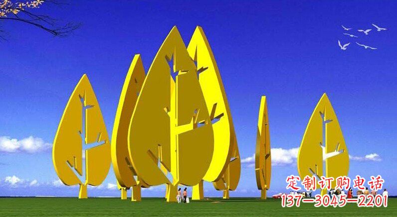成都不锈钢树叶雕塑美丽的艺术装点