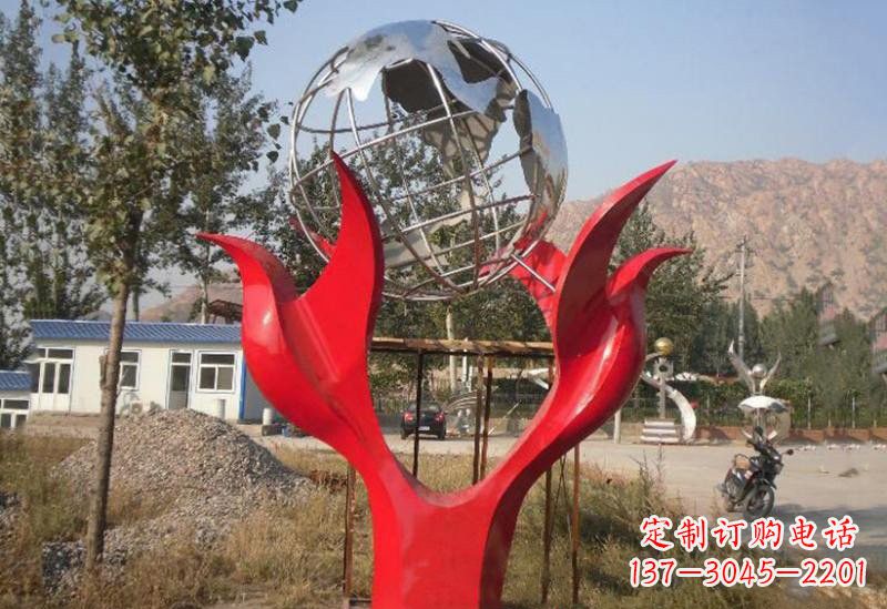 成都地球雕塑一座象征和平的不锈钢公园