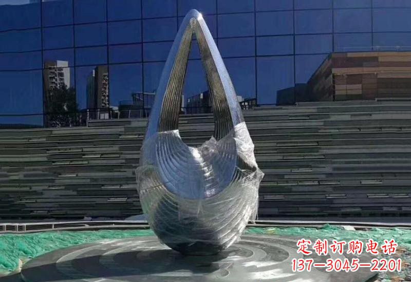 成都不锈钢空心水滴雕塑美丽的艺术之作