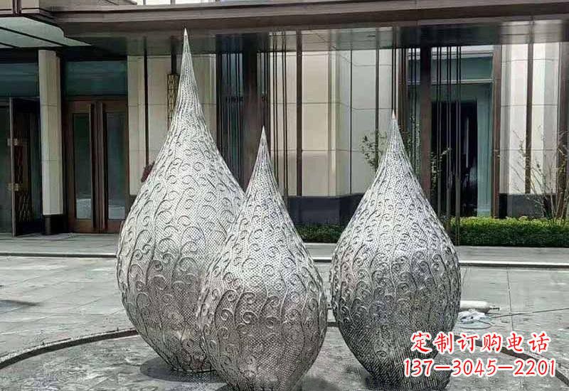 成都不锈钢镂空水滴雕塑精致美观