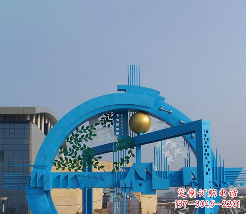 成都不锈钢拱桥雕塑美丽的艺术品