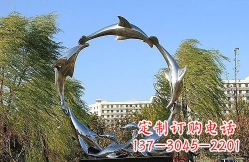 成都不锈钢海豚雕塑美的化身