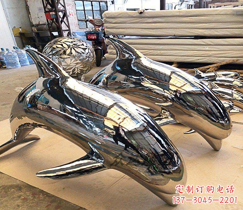 成都不锈钢海豚雕塑传承美丽的海洋文化