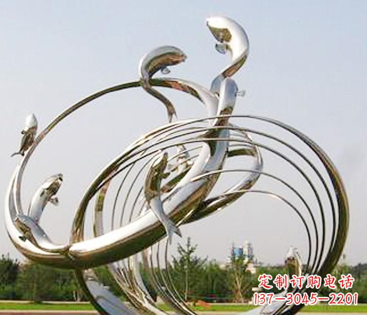 成都不锈钢海豚雕塑美丽而又神秘