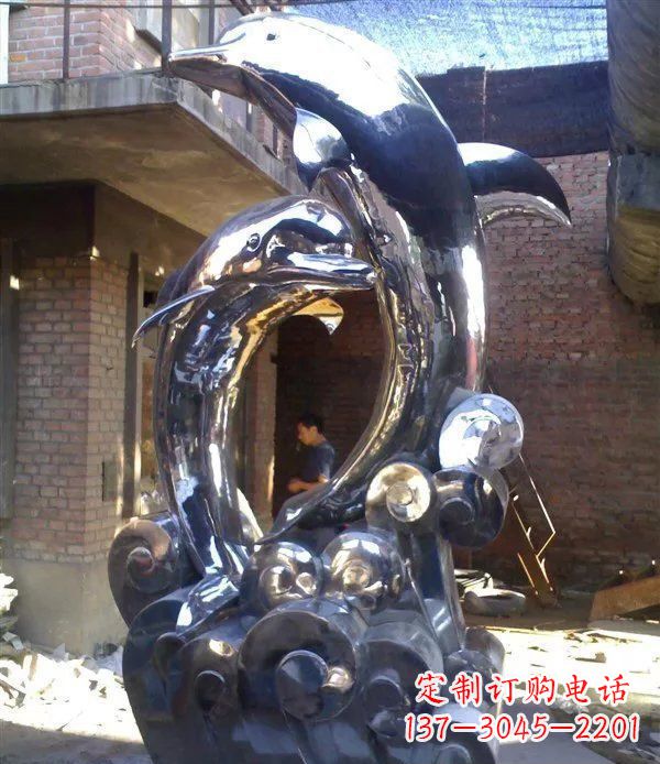 成都不锈钢海豚美观动态的雕塑