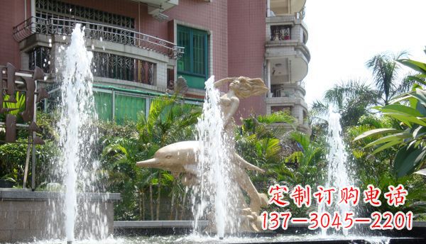 成都不锈钢海豚喷泉雕塑精美的海洋艺术