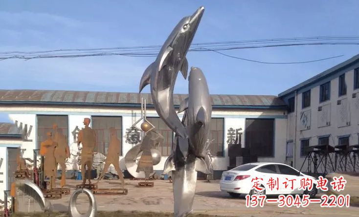 成都不锈钢海豚嬉戏雕塑精美的艺术视觉