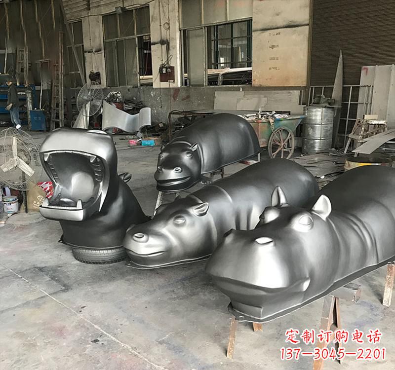 成都静态之美22英寸不锈钢河马雕塑