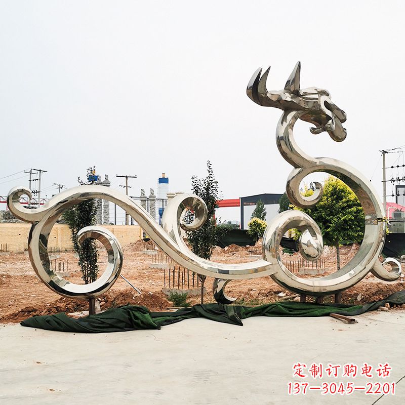 成都不锈钢花边龙形雕塑传承中华文化精髓
