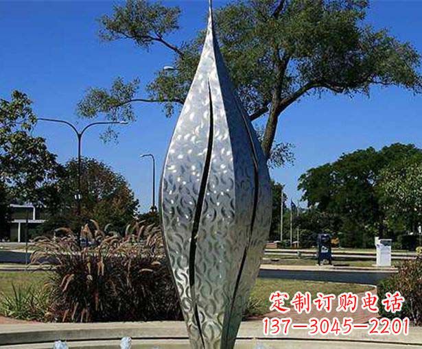 成都不锈钢花骨朵喷泉雕塑精致细节展现精美艺术
