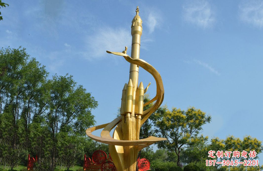 成都火箭飞向蓝天不锈钢火箭广场景观雕塑