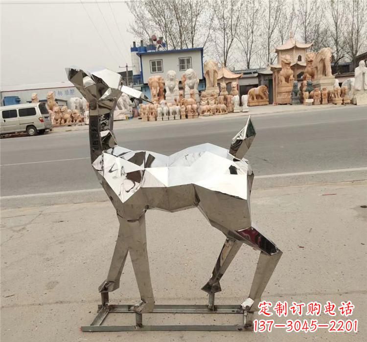 成都不锈钢几何小鹿雕塑精美艺术品