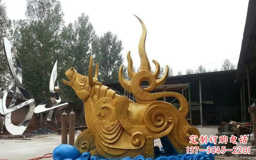 成都不锈钢金牛卧波雕塑——传承文化的艺术瑰宝