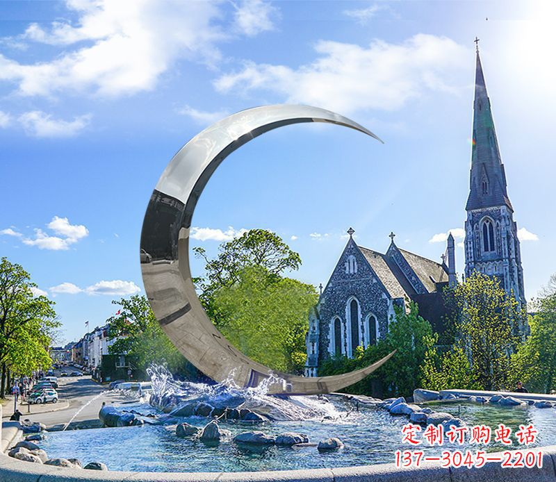 成都不锈钢景观月亮雕塑精美绝伦