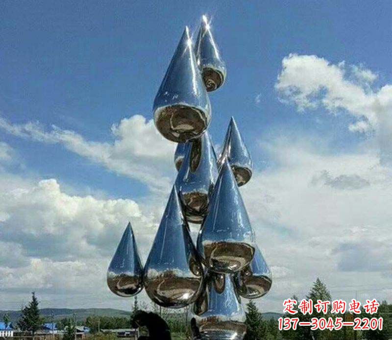 成都不锈钢镜面大型水滴雕塑——艺术精美、精致优雅