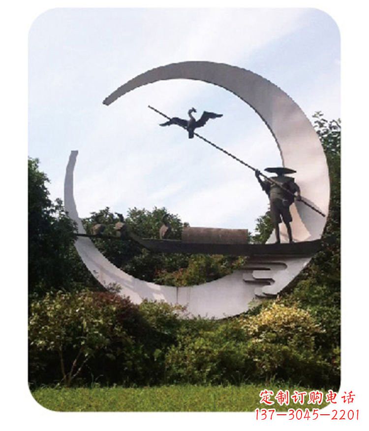 成都不锈钢鸬鹚雕塑