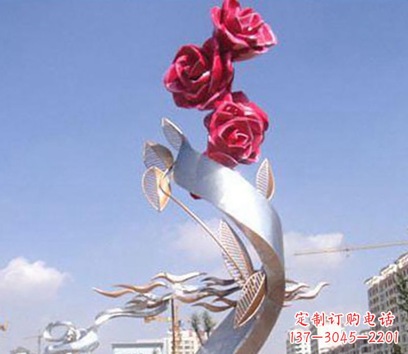 成都不锈钢玫瑰雕塑精美的艺术品