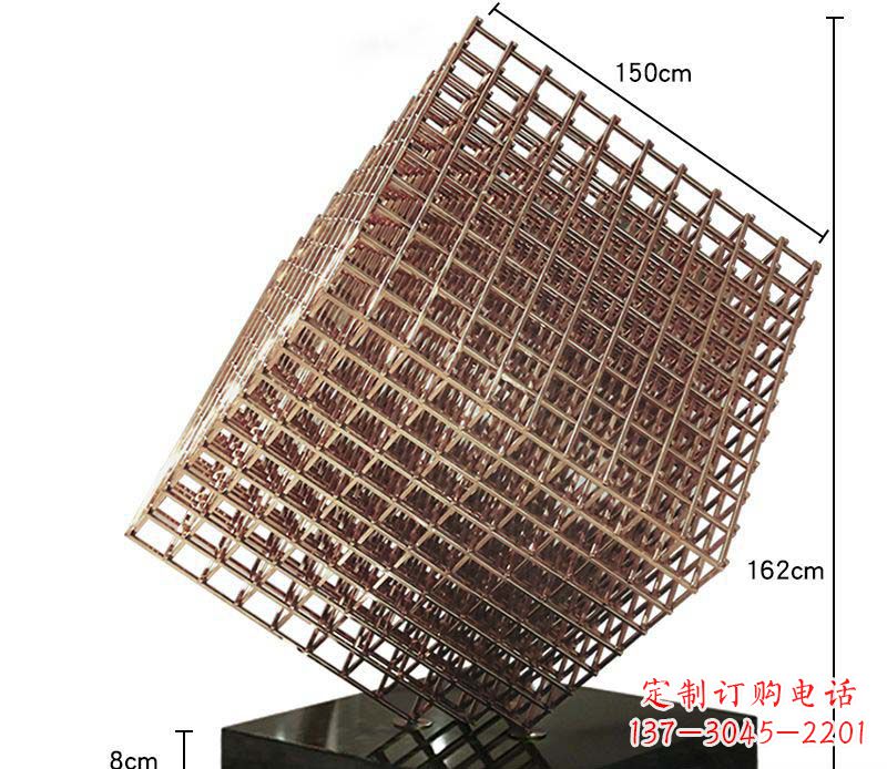 成都玫瑰金色几何雕塑