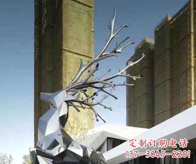 成都梅花鹿雕塑美丽的景观和动物雕塑