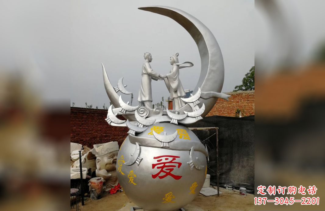 成都不锈钢牛郎织女雕塑爱情永存