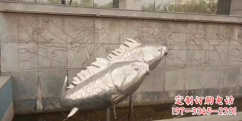 成都不锈钢鲤鱼雕塑精美的艺术品