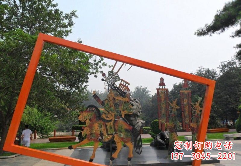 成都不锈钢皮影戏雕塑传承民间文化的艺术精粹